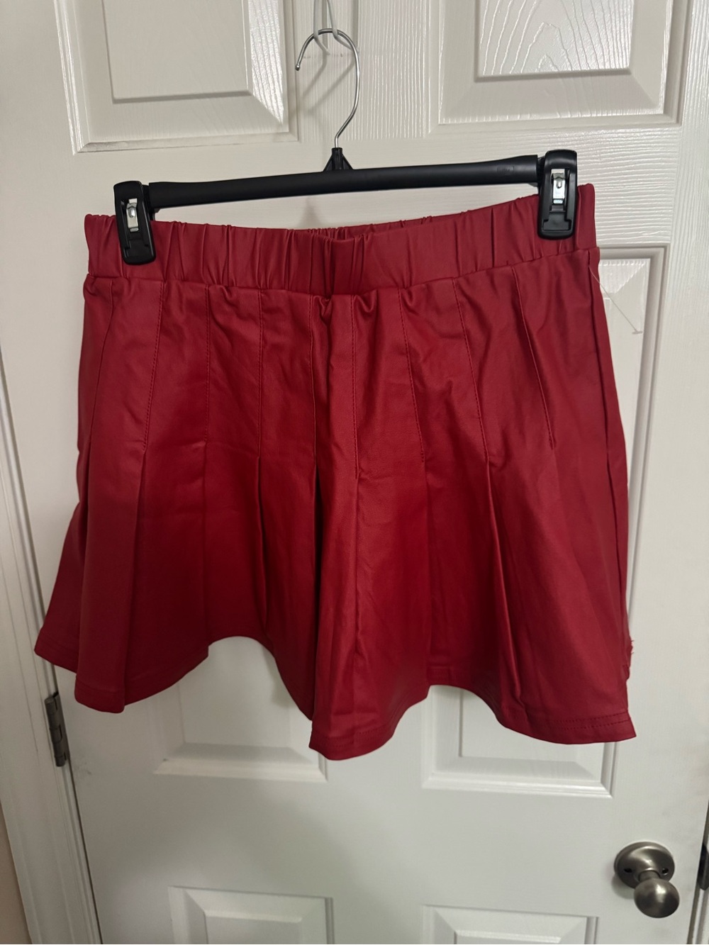 Red Pleated Mini Skirt